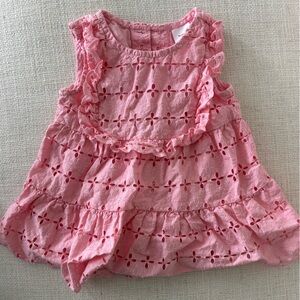 Hanna Andersson Pink Eyelet Ruffle Top
